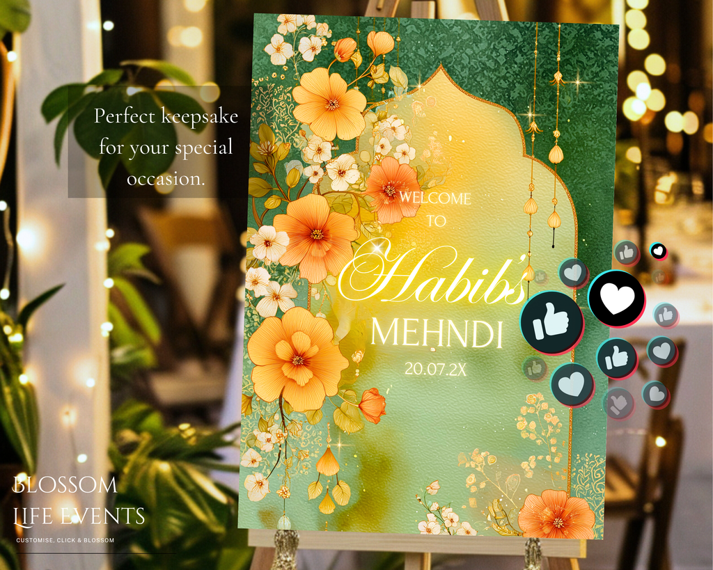 Groom’s Mehndi Board A1 Foamboard | Personalised Wedding Sign UK