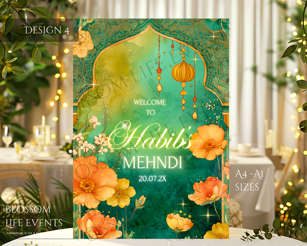 Groom’s Mehndi Board A1 Foamboard | Personalised Wedding Sign UK