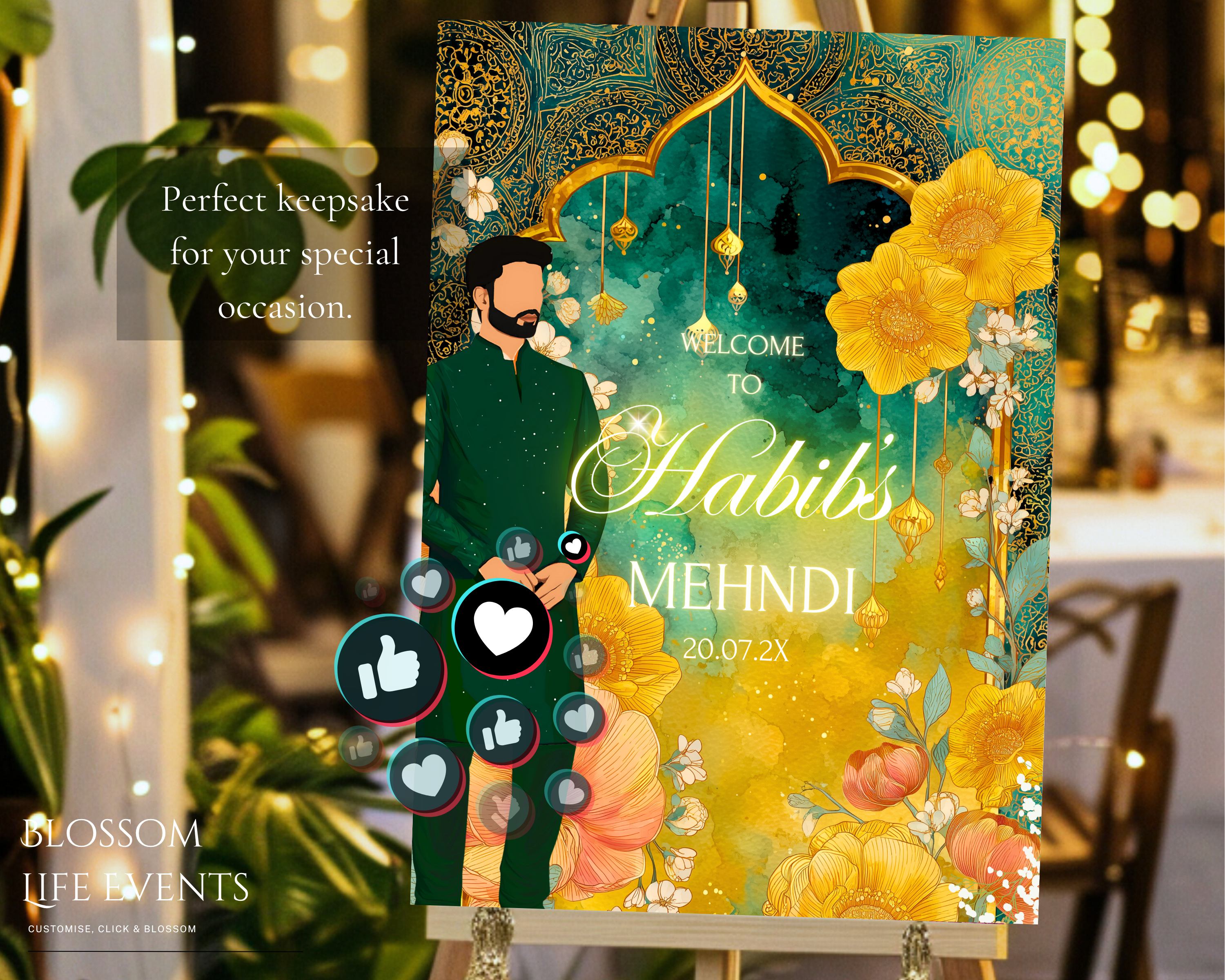 Groom’s Mehndi Board A1 Foamboard | Personalised Wedding Sign UK