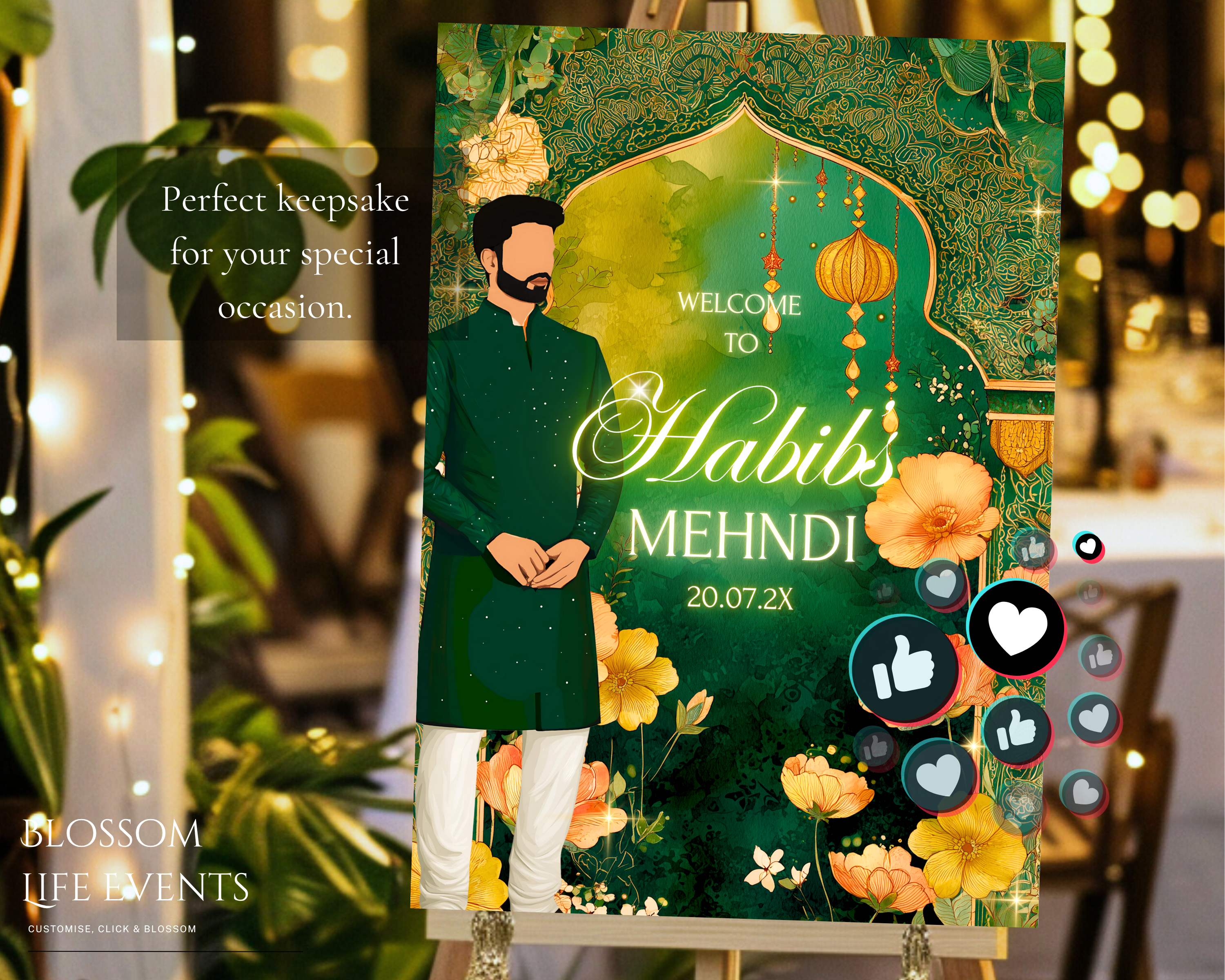 Groom’s Mehndi Board A1 Foamboard | Personalised Wedding Sign UK