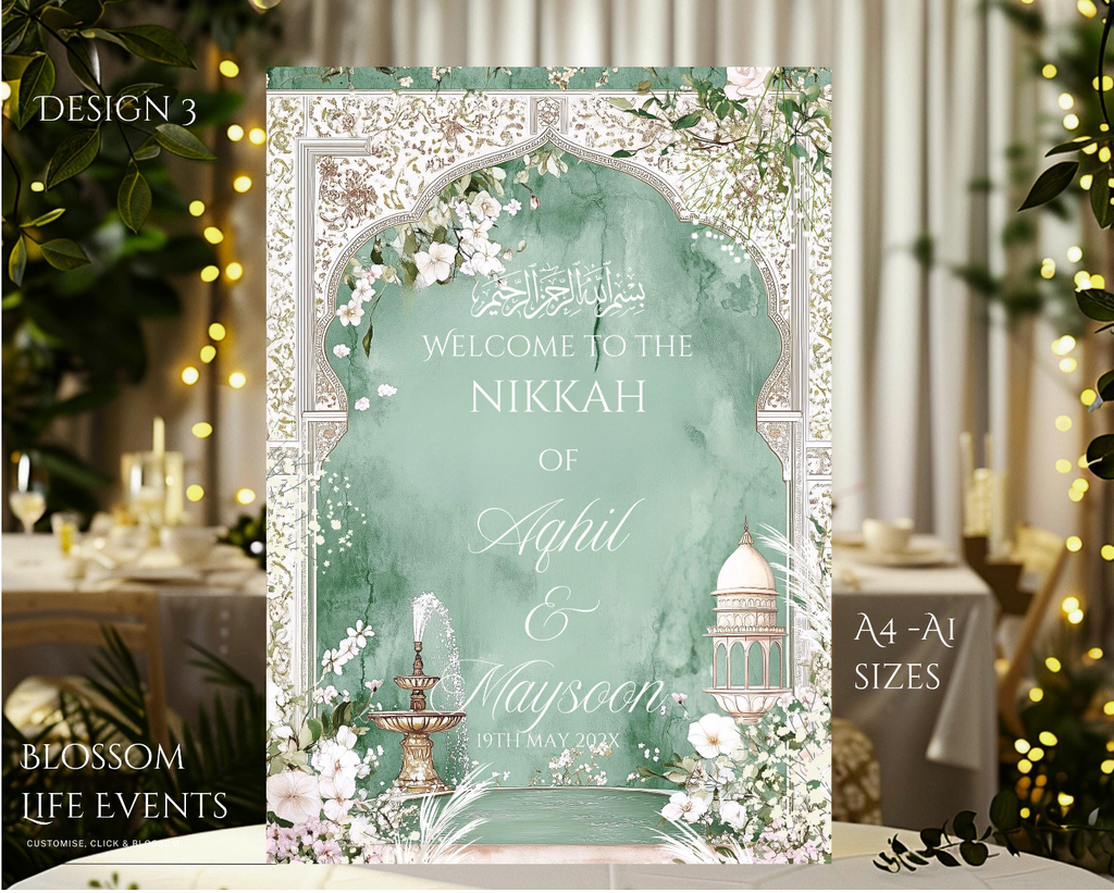 Nikkah Board A1 Foamboard | Personalised Wedding Sign UK