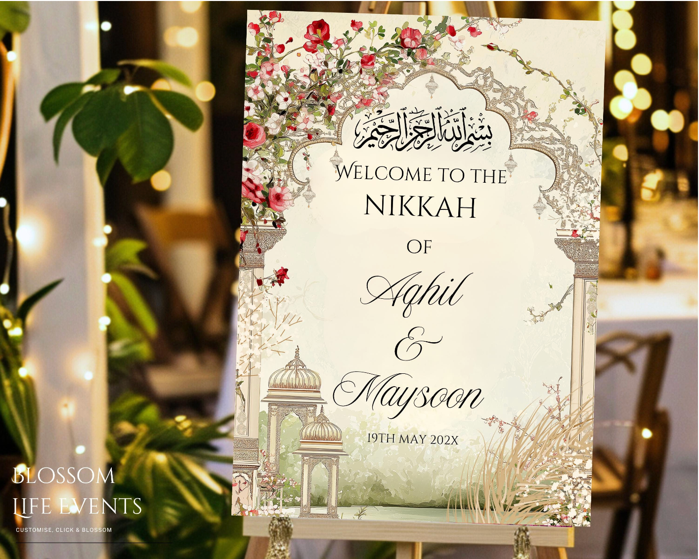 Nikkah Board A1 Foamboard | Personalised Wedding Sign UK